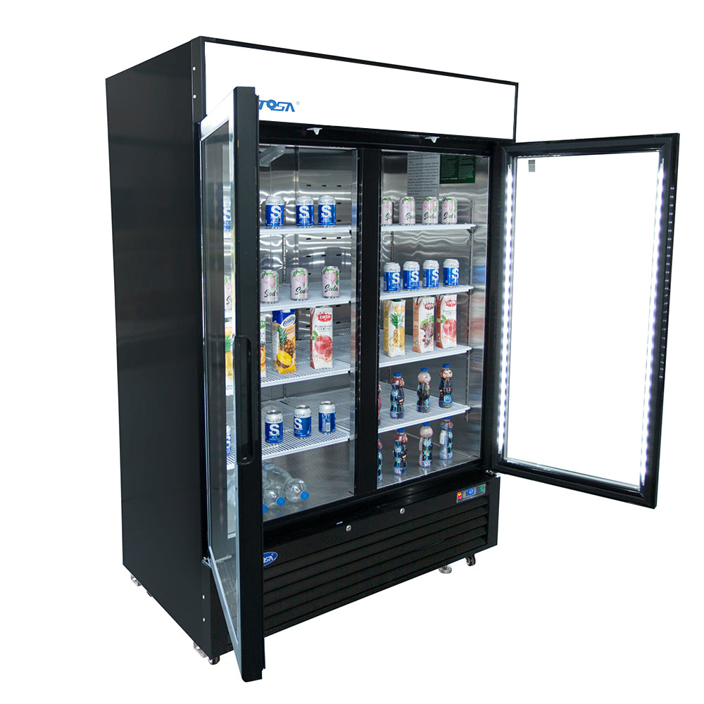 Atosa MCF8732GR — Black Cabinet Two (2) Glass Door Merchandiser Freezer
