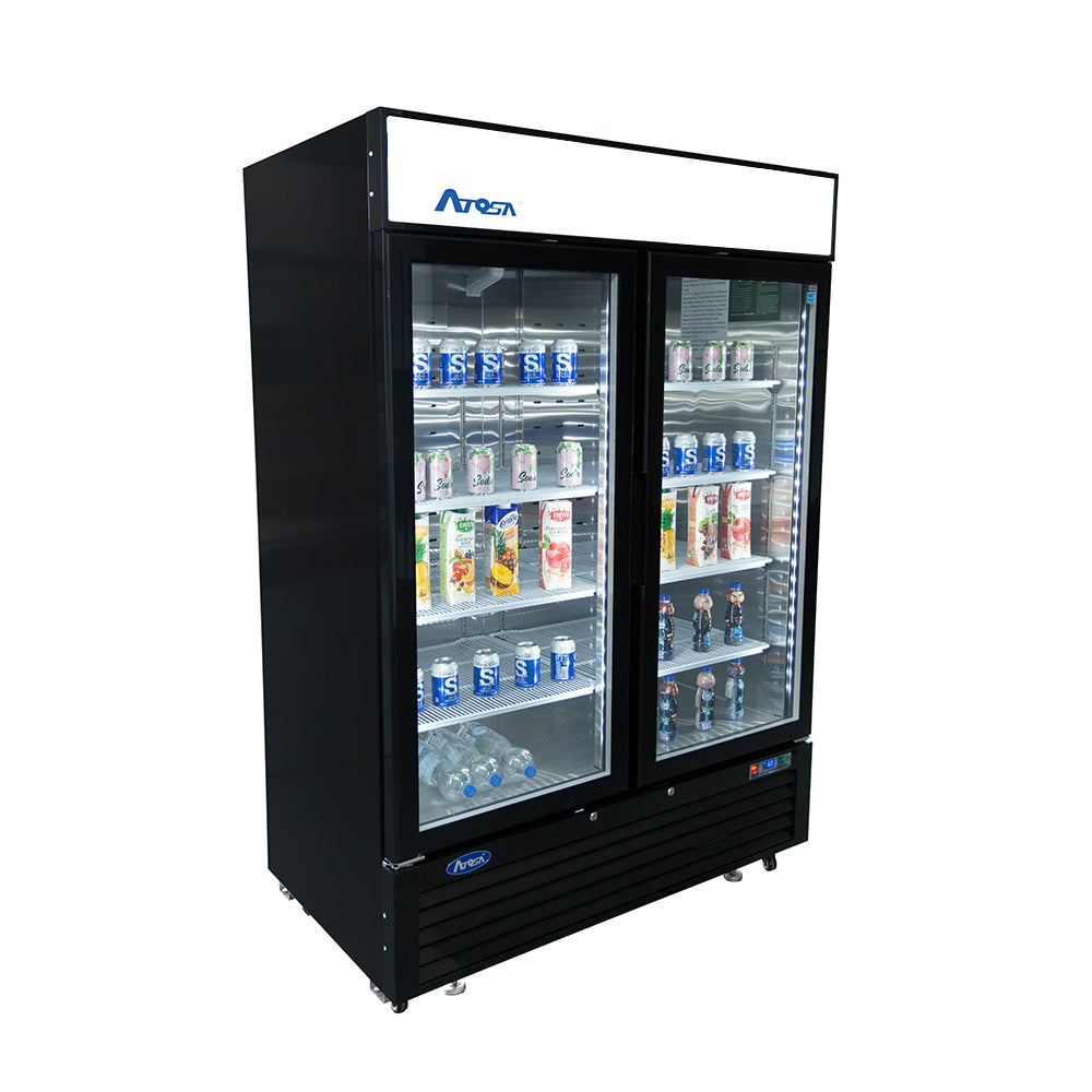 Atosa MCF8732GR — Black Cabinet Two (2) Glass Door Merchandiser Freezer