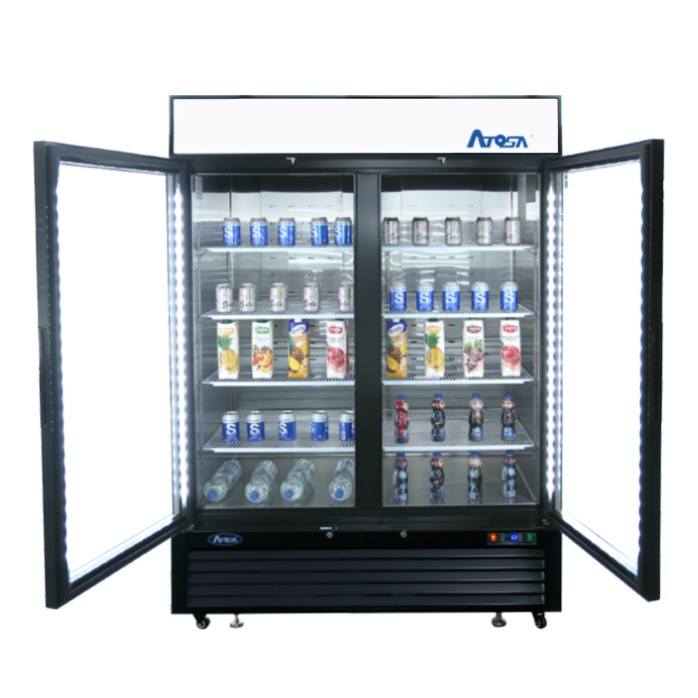 Atosa MCF8733GR — Black Cabinet Two (2) Glass Door Merchandiser Cooler