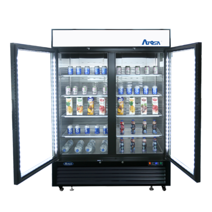 Atosa MCF8733GR — Black Cabinet Two (2) Glass Door Merchandiser Cooler