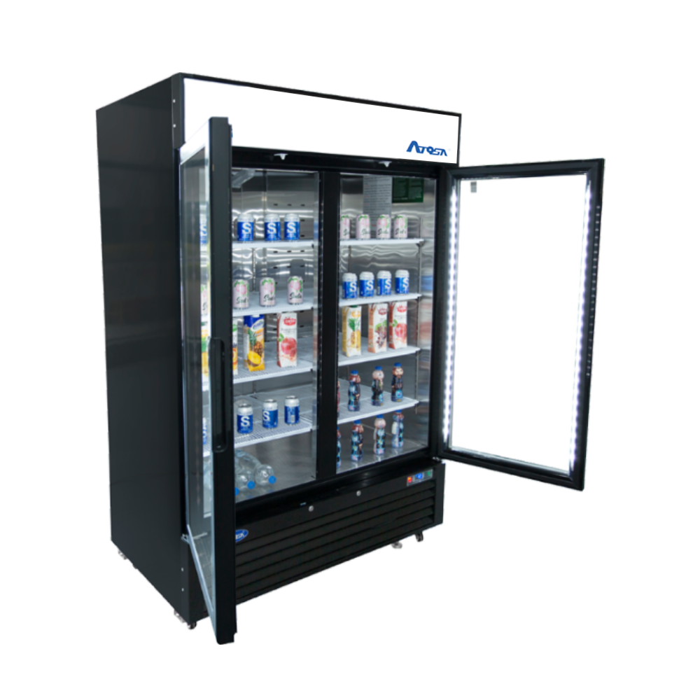 Atosa MCF8733GR — Black Cabinet Two (2) Glass Door Merchandiser Cooler
