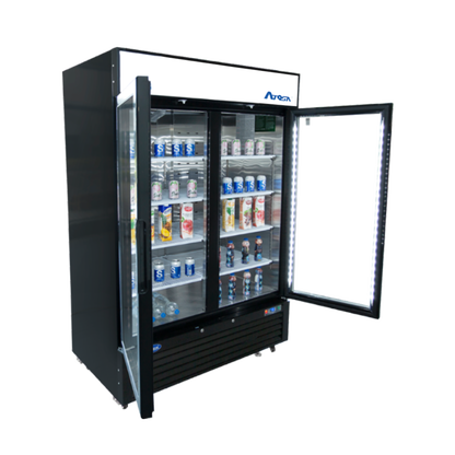 Atosa MCF8733GR — Black Cabinet Two (2) Glass Door Merchandiser Cooler