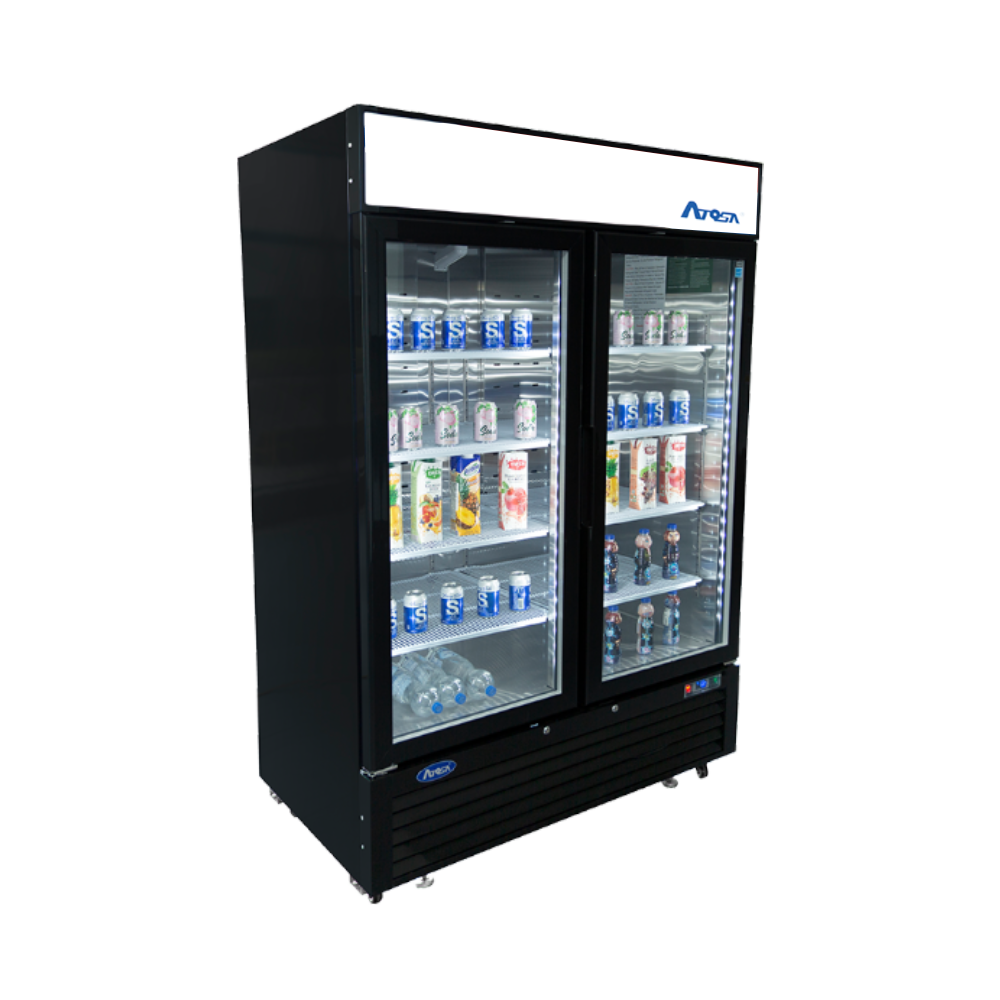 Atosa MCF8733GR — Black Cabinet Two (2) Glass Door Merchandiser Cooler