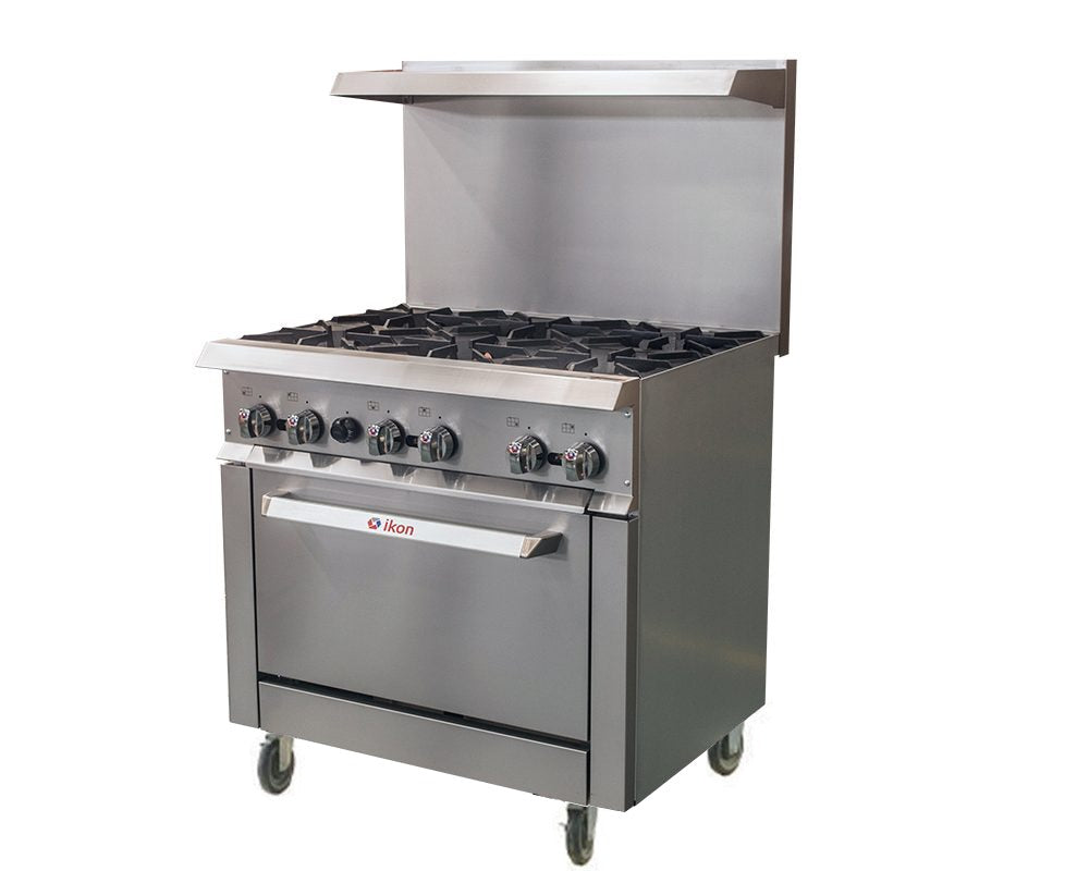 IKON IR-6-36CO Gas Range – 6 Burners with Convection Oven, 30,000 BTU Burners, NG/LP