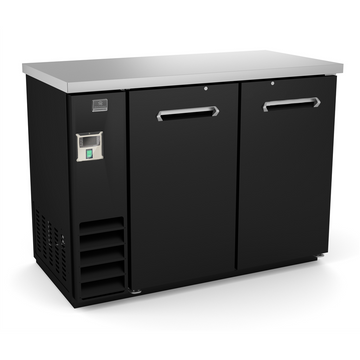 Kelvinator Refrigeration Equipment 2-Solid Door Back Bar Refrigerator Black 49" Long