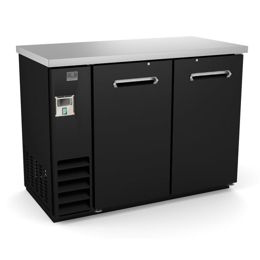 Kelvinator Refrigeration Equipment 2-Solid Door Back Bar Refrigerator Black 49" Long