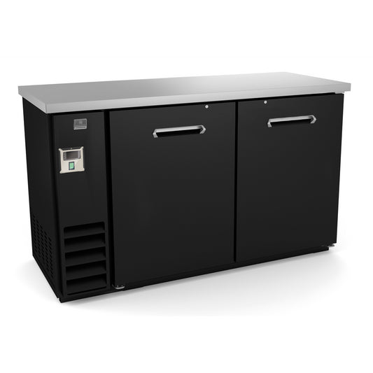 Kelvinator Refrigeration Equipment 2-Solid Door Back Bar Refrigerator Black 61" Long