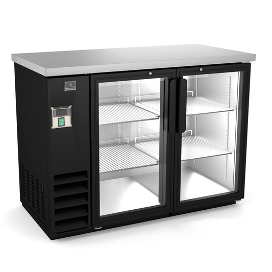 Kelvinator Refrigeration Equipment 2-Glass Door Back Bar Refrigerator Black 49" Long