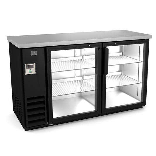 Kelvinator Refrigeration Equipment 2-Glass Door Back Bar Refrigerator Black 61" Long