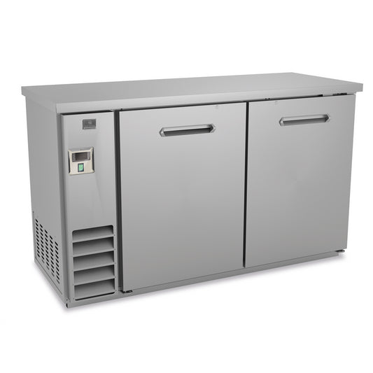 Kelvinator Refrigeration Equipment 2-Solid Door Back Bar Cooler Stainless Steel 61" Long