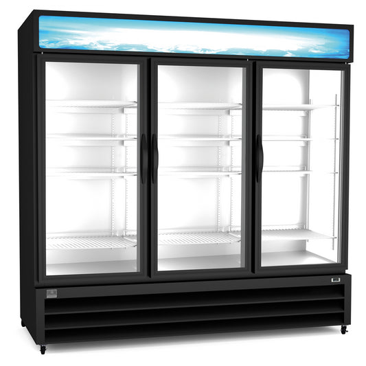 Kelvinator Refrigeration Equipment 3-Hinged Glass Door Full Height Merchandiser Freezer 81" Long