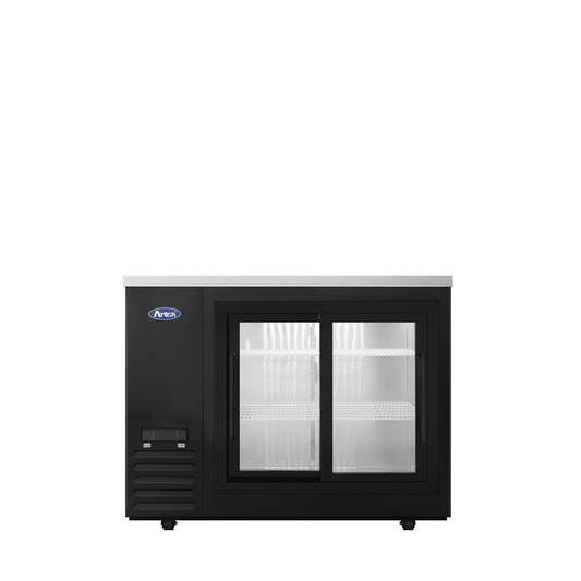 Atosa SBB48SGGRAUS2 &#8211; 48″ Black Shallow Depth Back Bar Cooler with Sliding Glass Doors