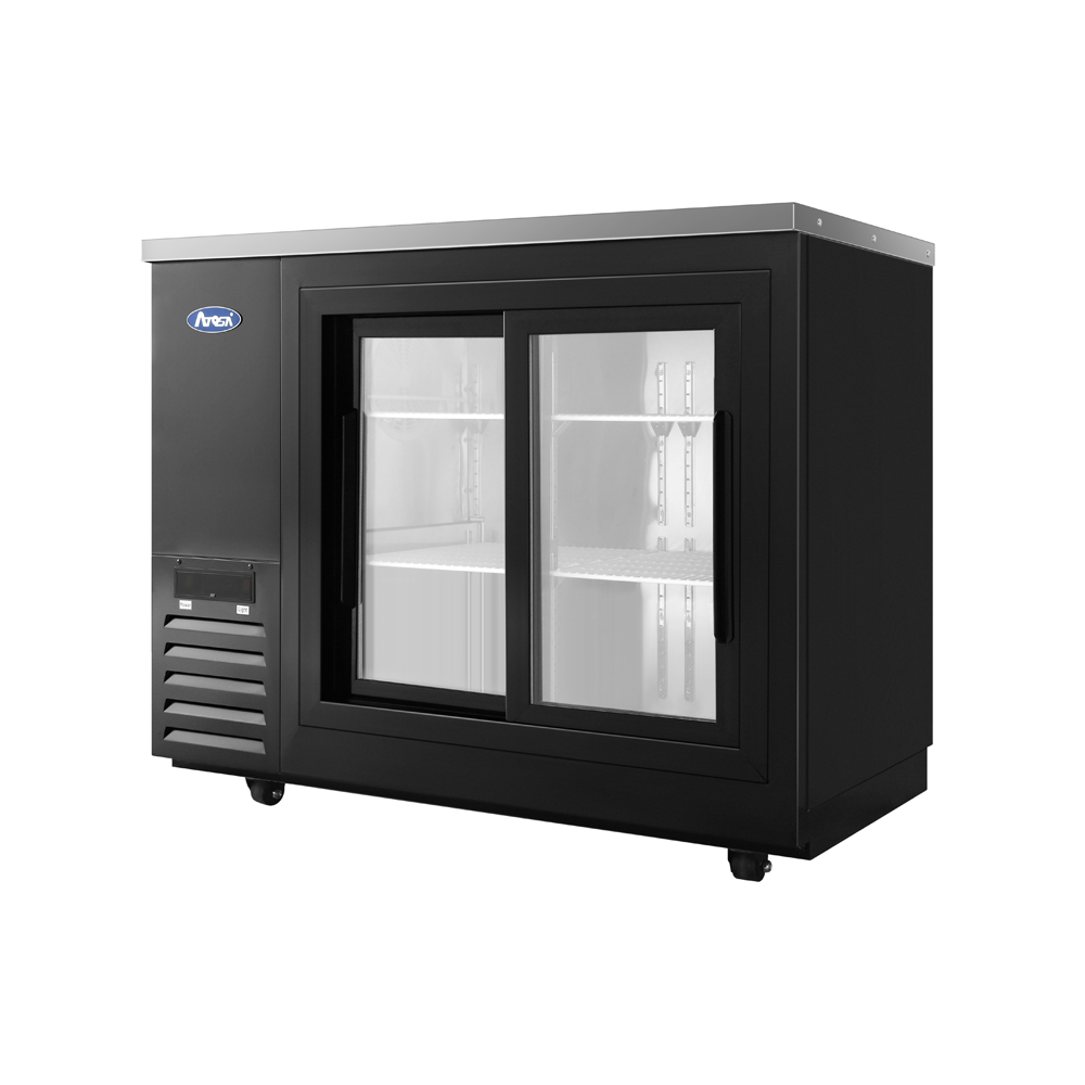 Atosa SBB48SGGRAUS2 &#8211; 48″ Black Shallow Depth Back Bar Cooler with Sliding Glass Doors