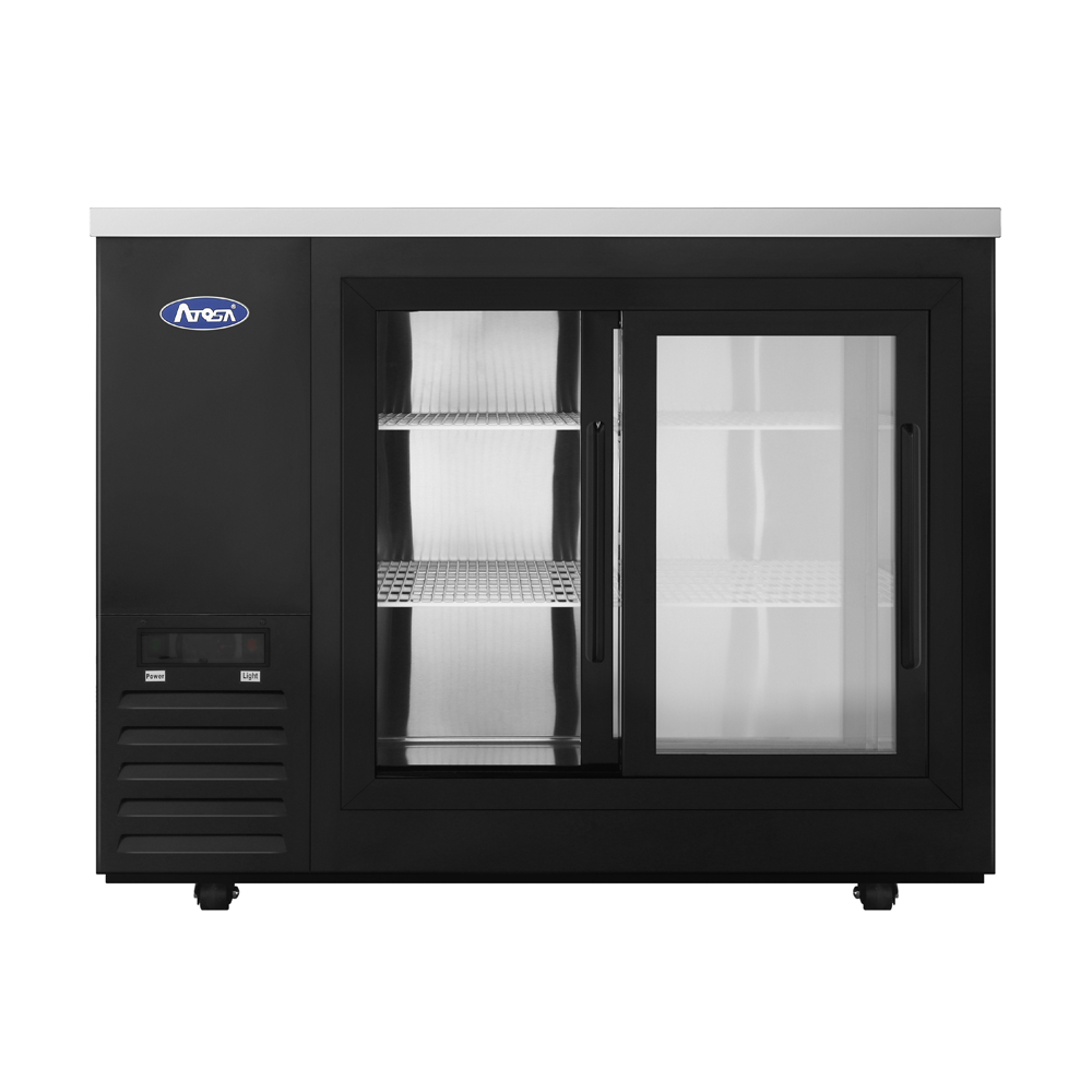 Atosa SBB48SGGRAUS2 &#8211; 48″ Black Shallow Depth Back Bar Cooler with Sliding Glass Doors