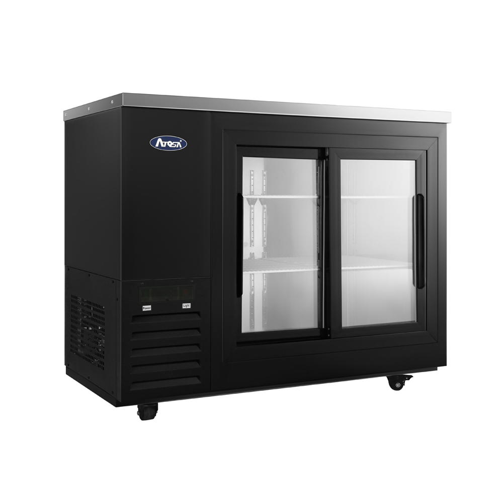 Atosa SBB48SGGRAUS2 &#8211; 48″ Black Shallow Depth Back Bar Cooler with Sliding Glass Doors