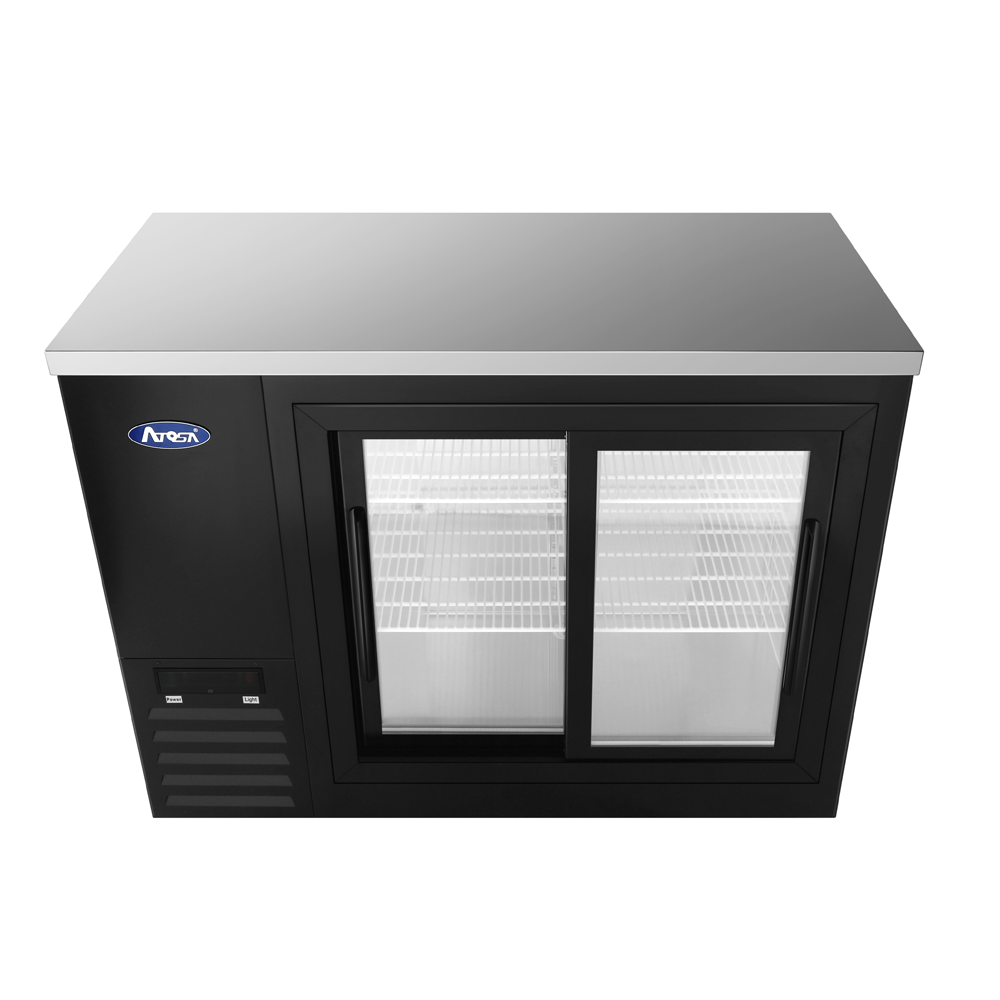 Atosa SBB48SGGRAUS2 &#8211; 48″ Black Shallow Depth Back Bar Cooler with Sliding Glass Doors