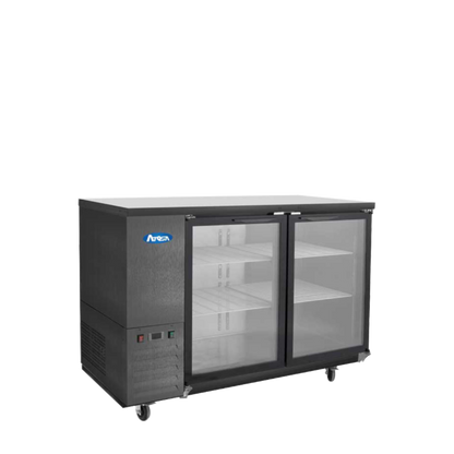 SBB59GGRAUS2 — 59″ Black Shallow Depth Back Bar Cooler with Glass Doors