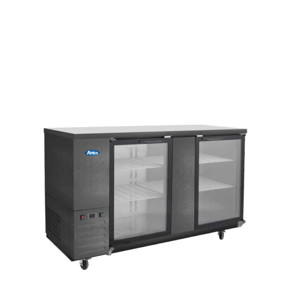 ATOSA SBB69GGRAUS2 — 69″ Black Shallow Depth Back Bar Cooler with Glass Doors