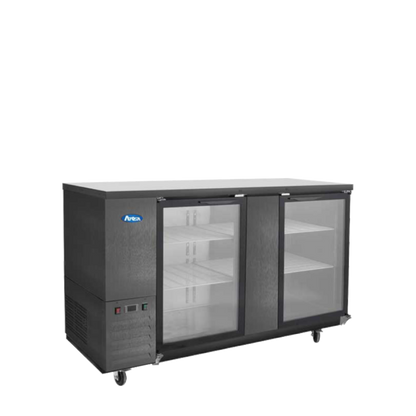 ATOSA SBB69GGRAUS2 — 69″ Black Shallow Depth Back Bar Cooler with Glass Doors