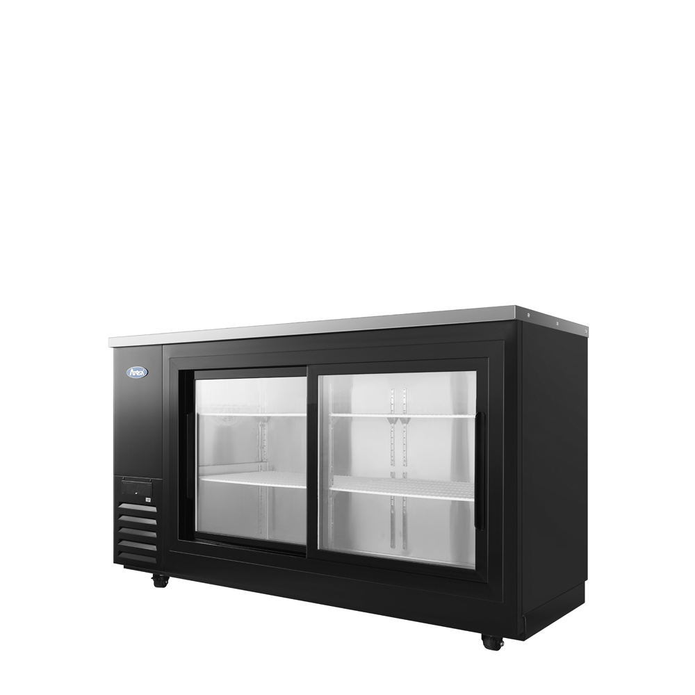 Atosa SBB69SGGRAUS2 – 69″ Black Shallow Depth Back Bar Cooler with Sliding Glass Doors