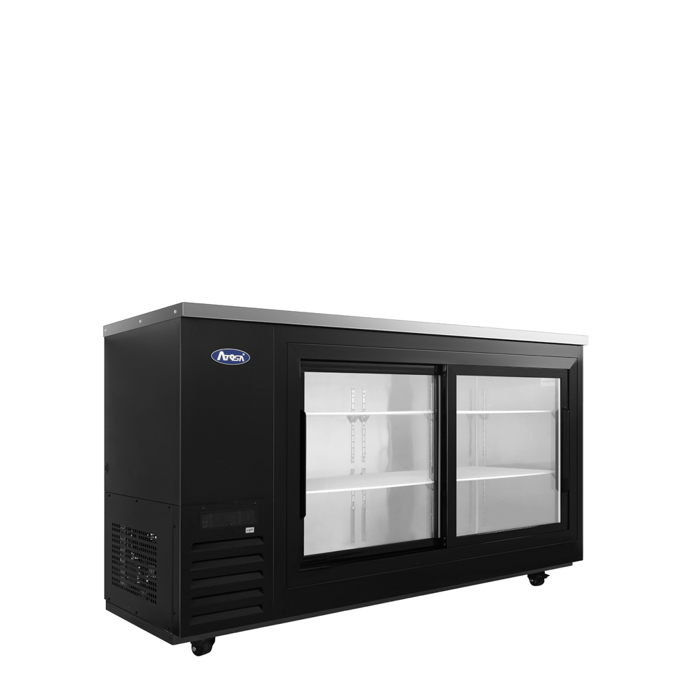 Atosa SBB69SGGRAUS2 &#8211; 69″ Black Shallow Depth Back Bar Cooler with Sliding Glass Doors