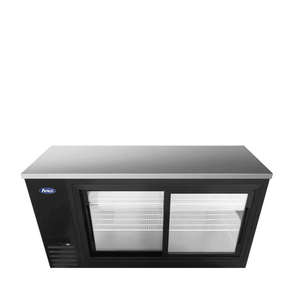 Atosa SBB69SGGRAUS2 &#8211; 69″ Black Shallow Depth Back Bar Cooler with Sliding Glass Doors