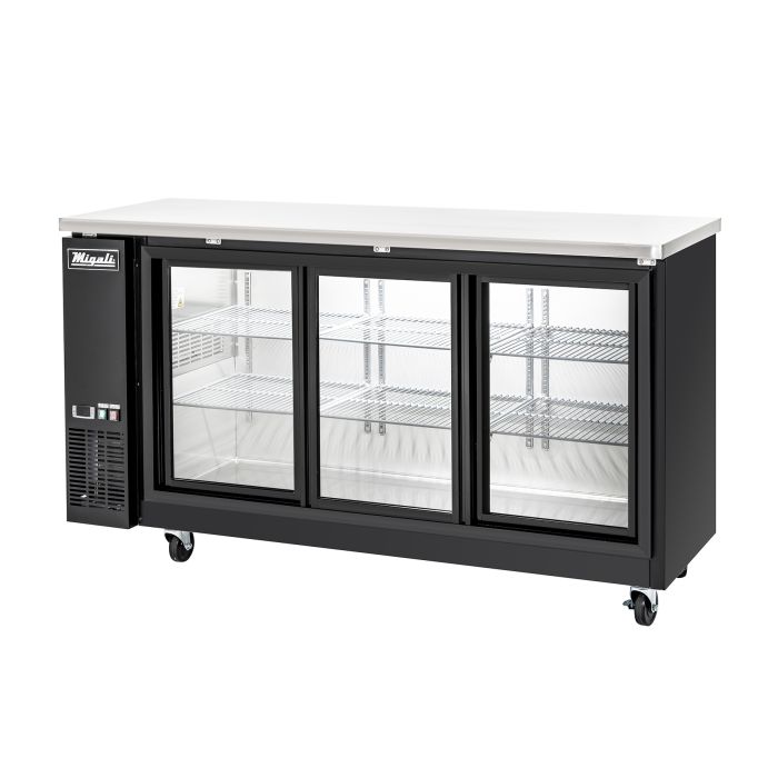 Migali 72" Sliding Glass Door Back Bar Refrigerator C-BB72SG-HC