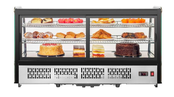 Migali 48” Wide Counter-Top Straight Glass Display Case Refrigerator