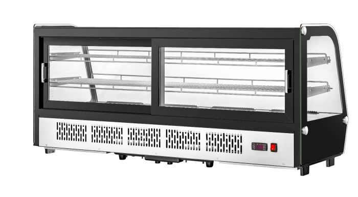 Migali 60” Wide Counter-Top Straight Glass Display Case Refrigerator