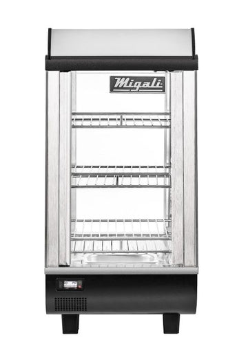 Migali 14" Wide Heated Counter-top Display Case, Straight Glass, Front & Rear Sliding Doors