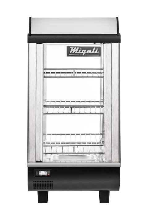 Migali 14" Wide Heated Counter-top Display Case, Straight Glass, Front & Rear Sliding Doors