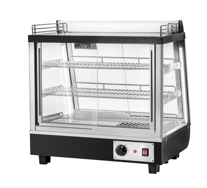 Migali 27" Wide Heated Counter-top Display Case, Straight Glass, Front & Rear Sliding Doors