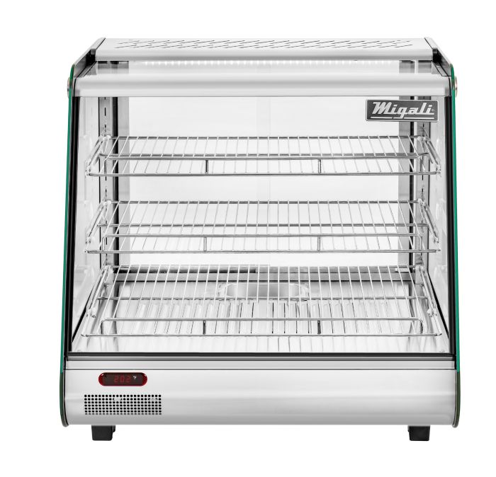 Migali 27" Wide Heated Counter-top Display Case, Straight Glass, Rear Sliding Doors