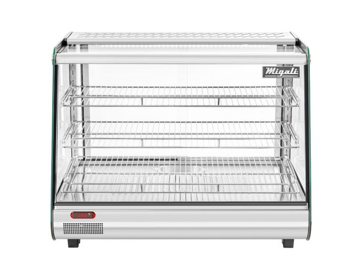 Migali 34" Wide Heated Counter-top Display Case, Straight Glass, Rear Sliding Doors