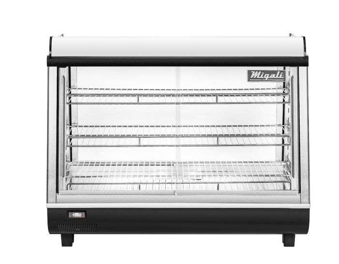 Migali 36" Wide Heated Counter-top Display Case, Straight Glass, Front & Rear Sliding Doors