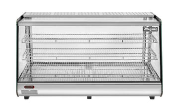 Migali 47" Wide Heated Counter-top Display Case, Straight Glass, Rear Sliding Doors
