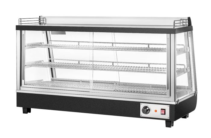 Migali 48" Wide Heated Counter-top Display Case, Straight Glass, Front & Rear Sliding Doors