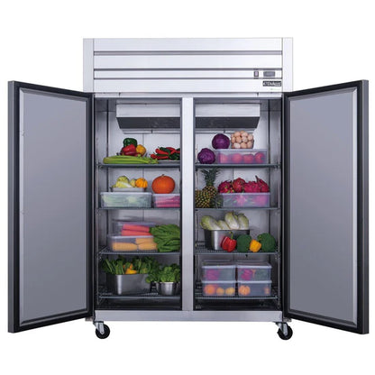 Dukers D55AF Commercial 2-Door Top Mount Freezer in Stainless Steel