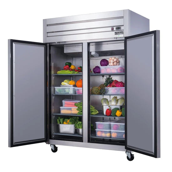 Dukers D55AF Commercial 2-Door Top Mount Freezer in Stainless Steel