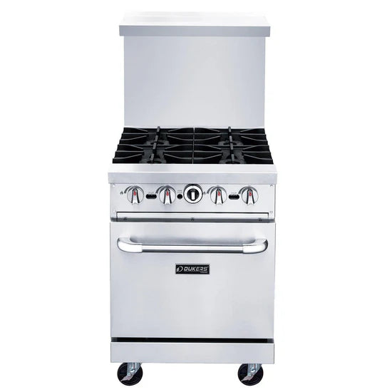 Dukers DCR24-4B 24" Gas Range with Four (4) Open Burners