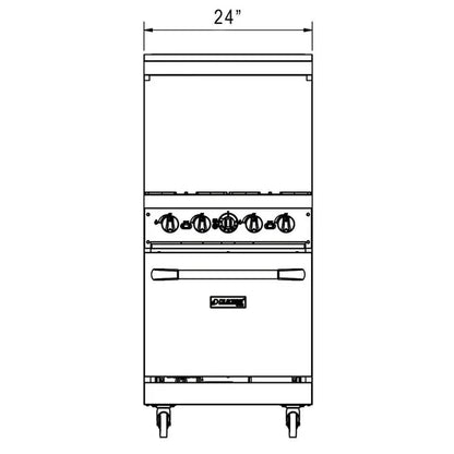 Dukers DCR24-4B 24" Gas Range with Four (4) Open Burners