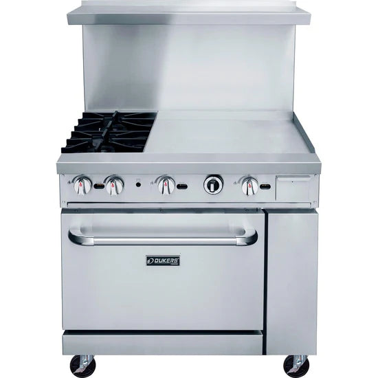 Dukers DCR36-2B24GM 36" Gas Range with Two (2) Open Burners & 24" Griddle