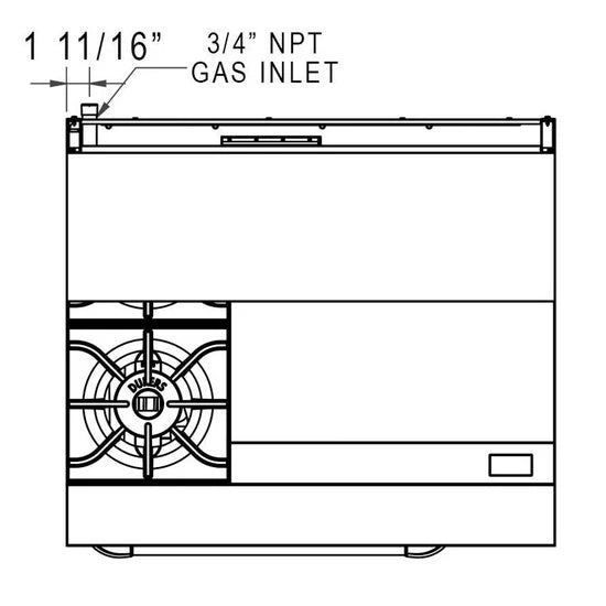 Dukers DCR36-2B24GM 36" Gas Range with Two (2) Open Burners & 24" Griddle