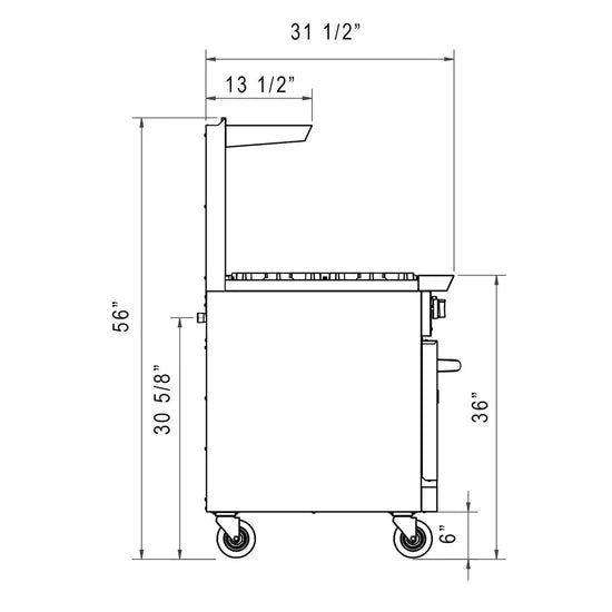 Dukers DCR36-2B24GM 36" Gas Range with Two (2) Open Burners & 24" Griddle