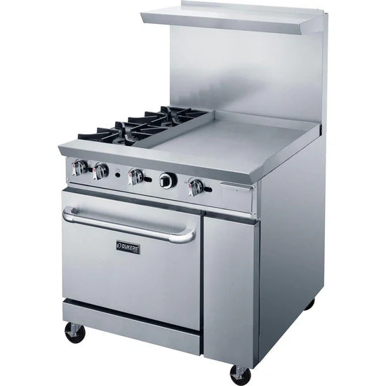 Dukers DCR36-2B24GM 36" Gas Range with Two (2) Open Burners & 24" Griddle