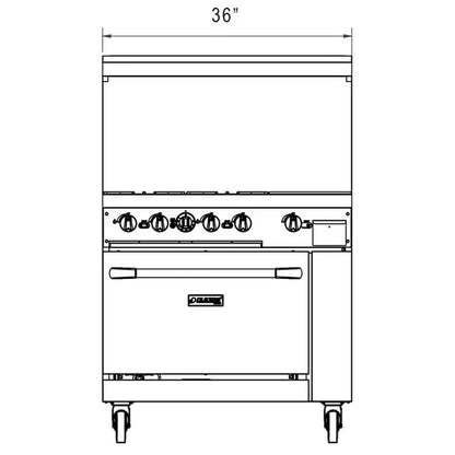 Dukers DCR36-4B12GM 36" Gas Range with Four (4) Open Burners & 12" Griddle