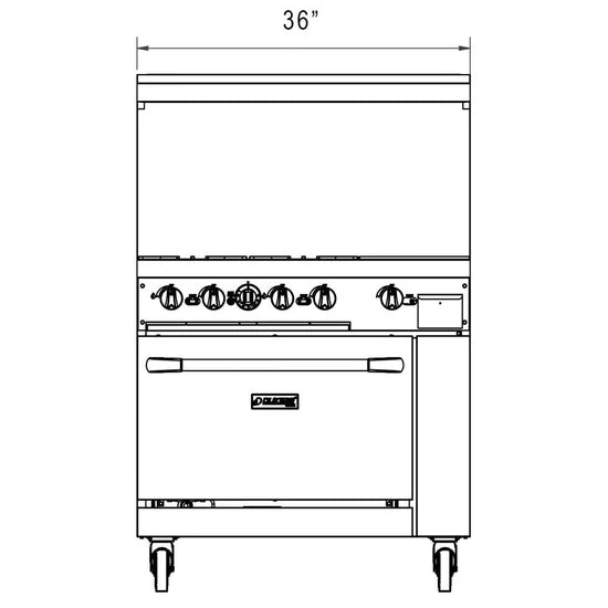 Dukers DCR36-4B12GM 36" Gas Range with Four (4) Open Burners & 12" Griddle