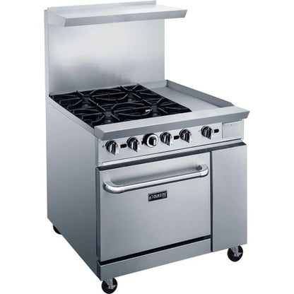 Dukers DCR36-4B12GM 36" Gas Range with Four (4) Open Burners & 12" Griddle
