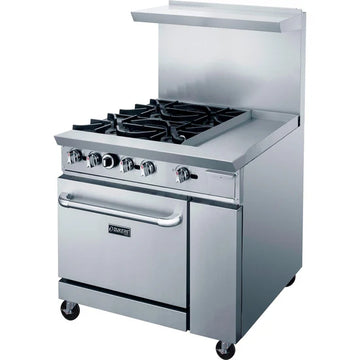 Dukers DCR36-4B12GM 36" Gas Range with Four (4) Open Burners & 12" Griddle