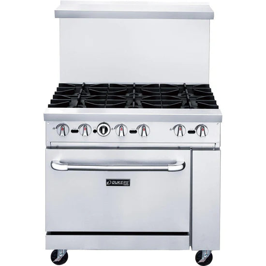 Dukers DCR36-6B 36" Gas Range with Six (6) Open Burners